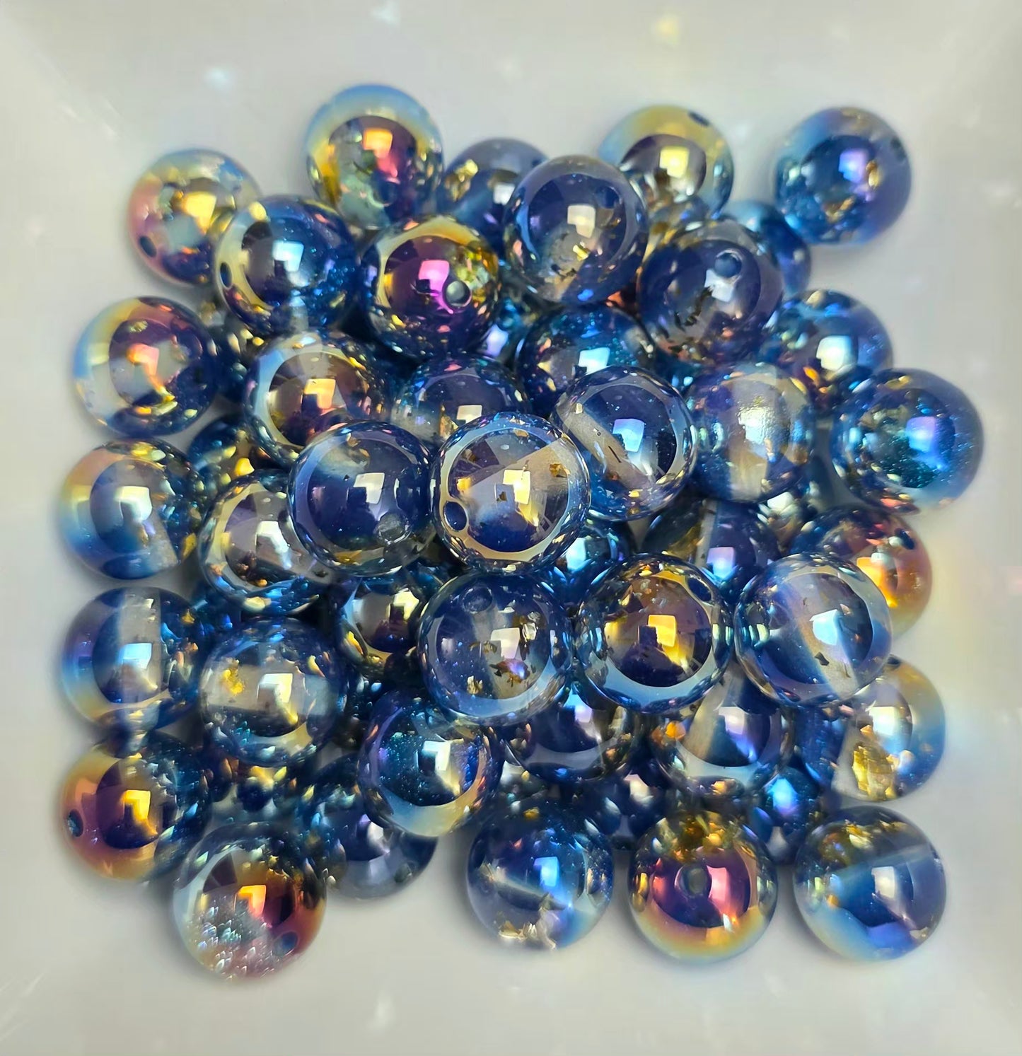 Blue Iridescent Acrylic Beads – 16mm – 10 Pack