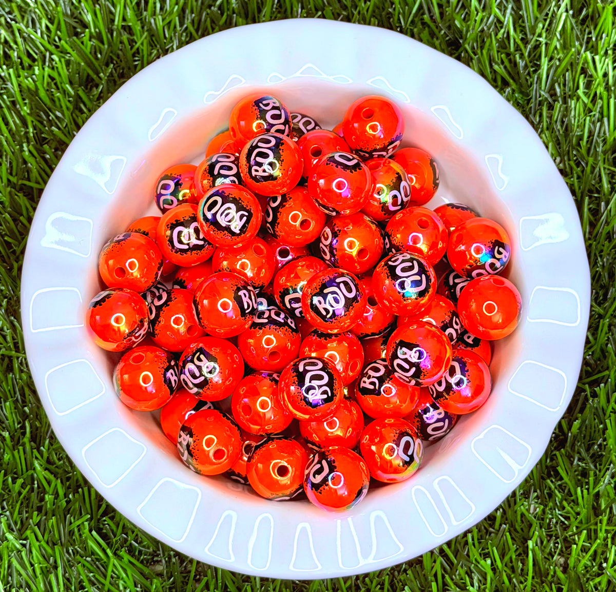 Orange BOO Acrylic Beads – 5 Pack