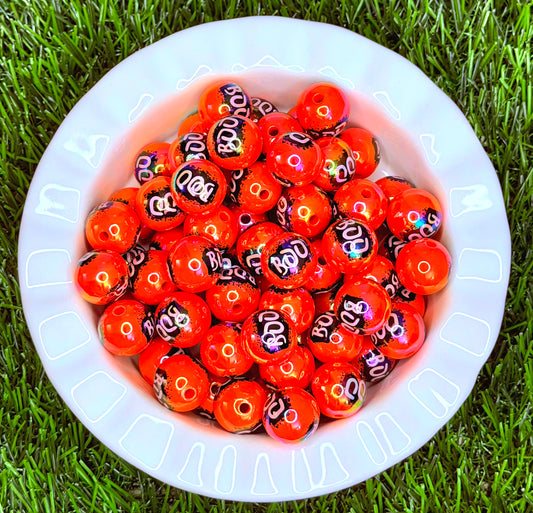 Orange BOO Acrylic Beads – 5 Pack