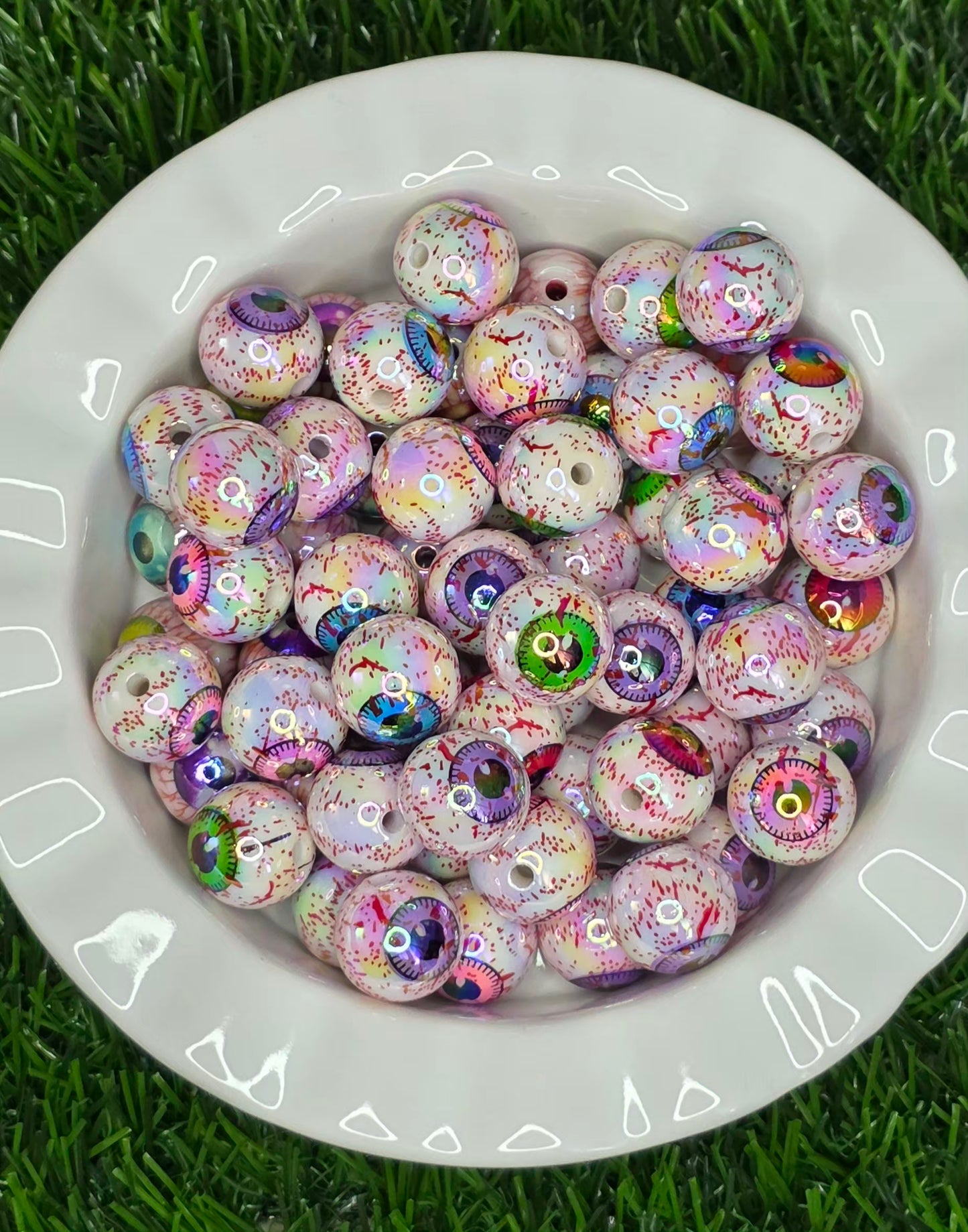 Creepy Colorful Eyeball Acrylic Beads – 5 Pack