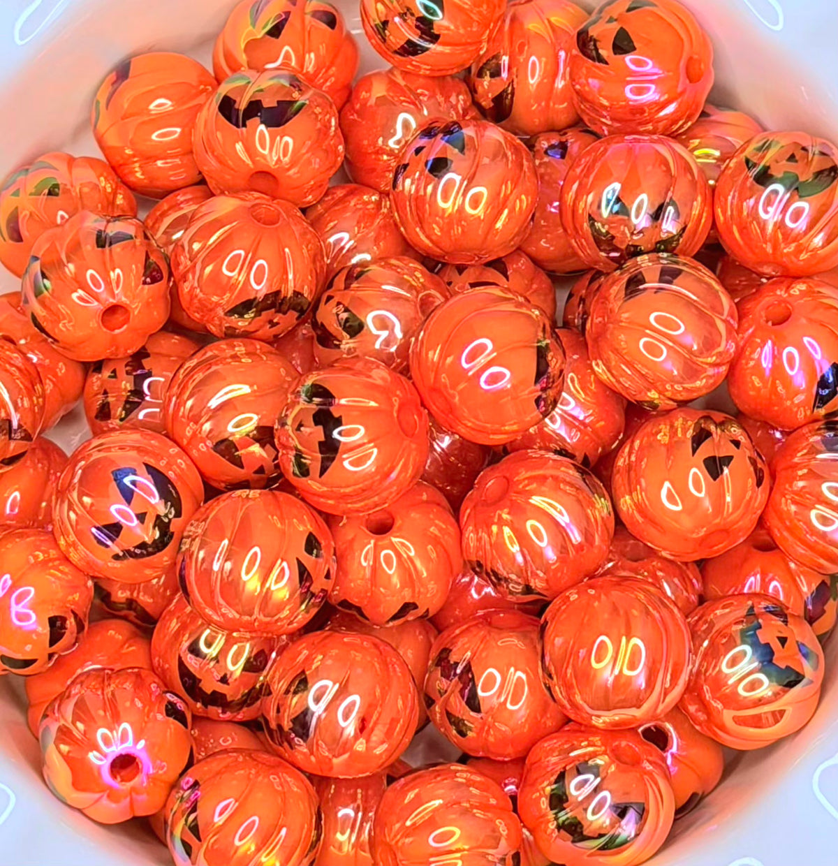 Orange Jack-O’-Lantern Acrylic Beads – 5 Pack