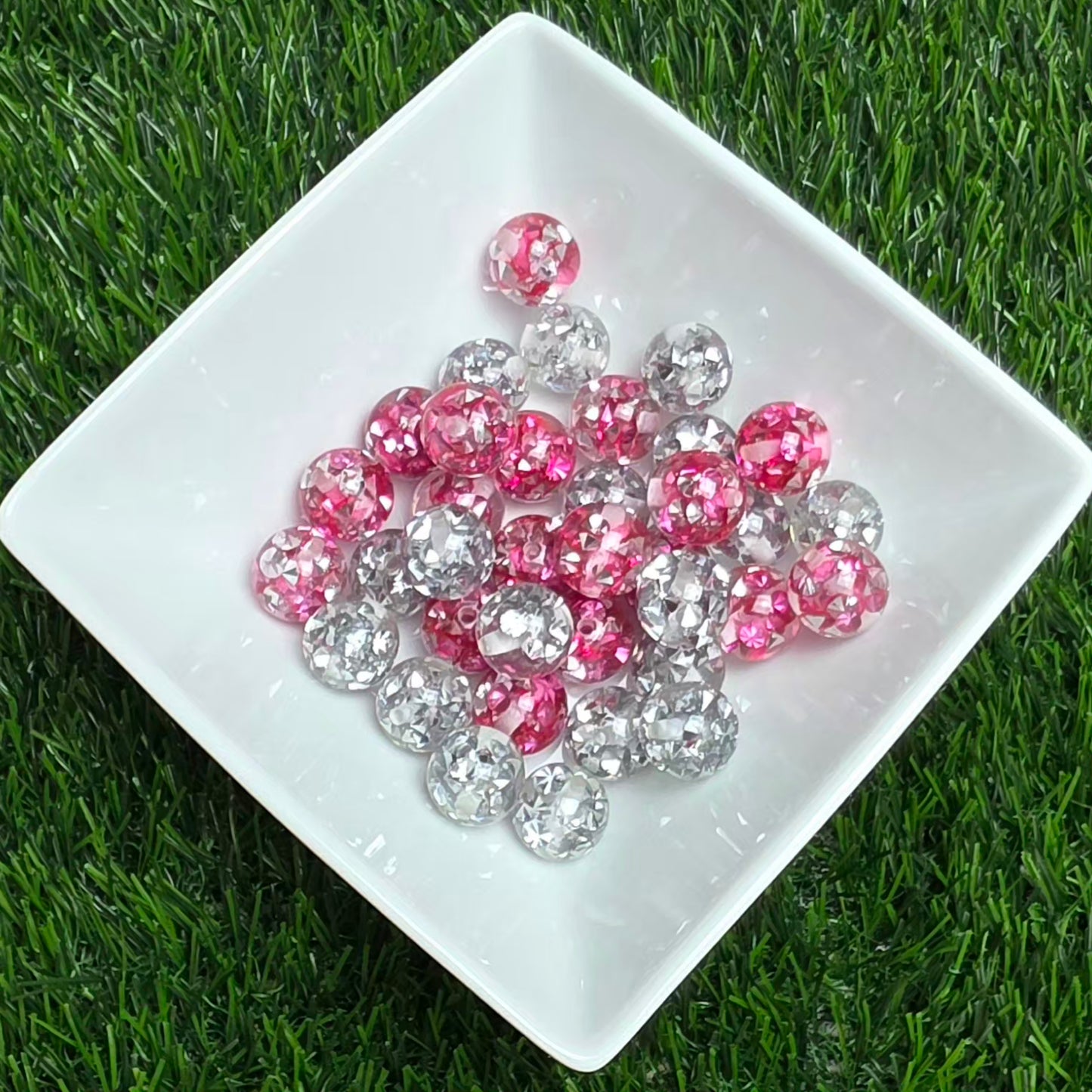 Pink Champagne — Pink & Silver — 10 beads