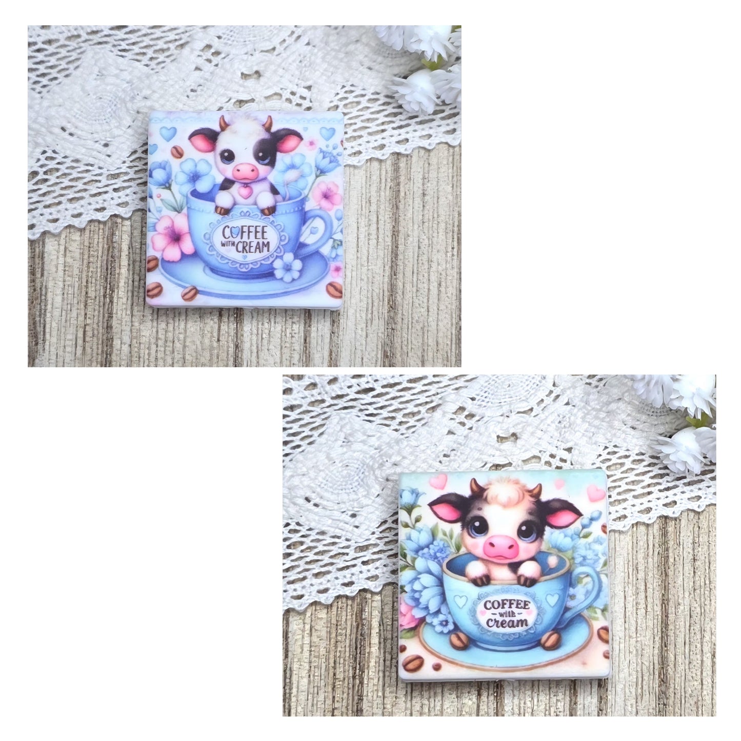 Coffee with Cream Cow Silicone Focal Bead