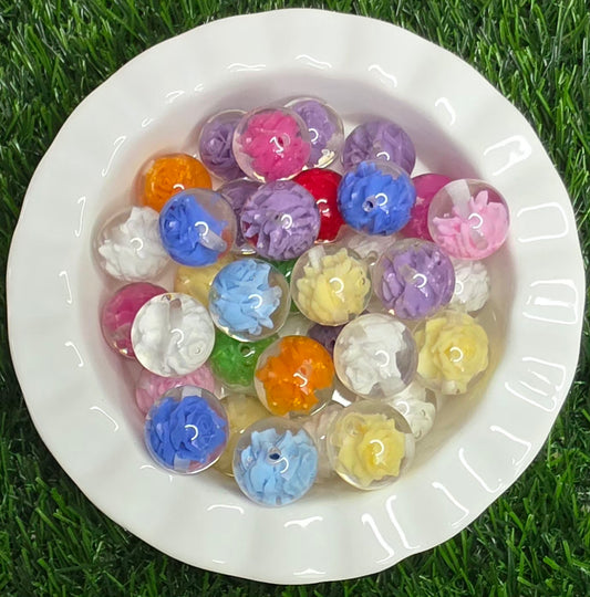 20mm Luminous Rose Acrylic Beads – 4 Pack