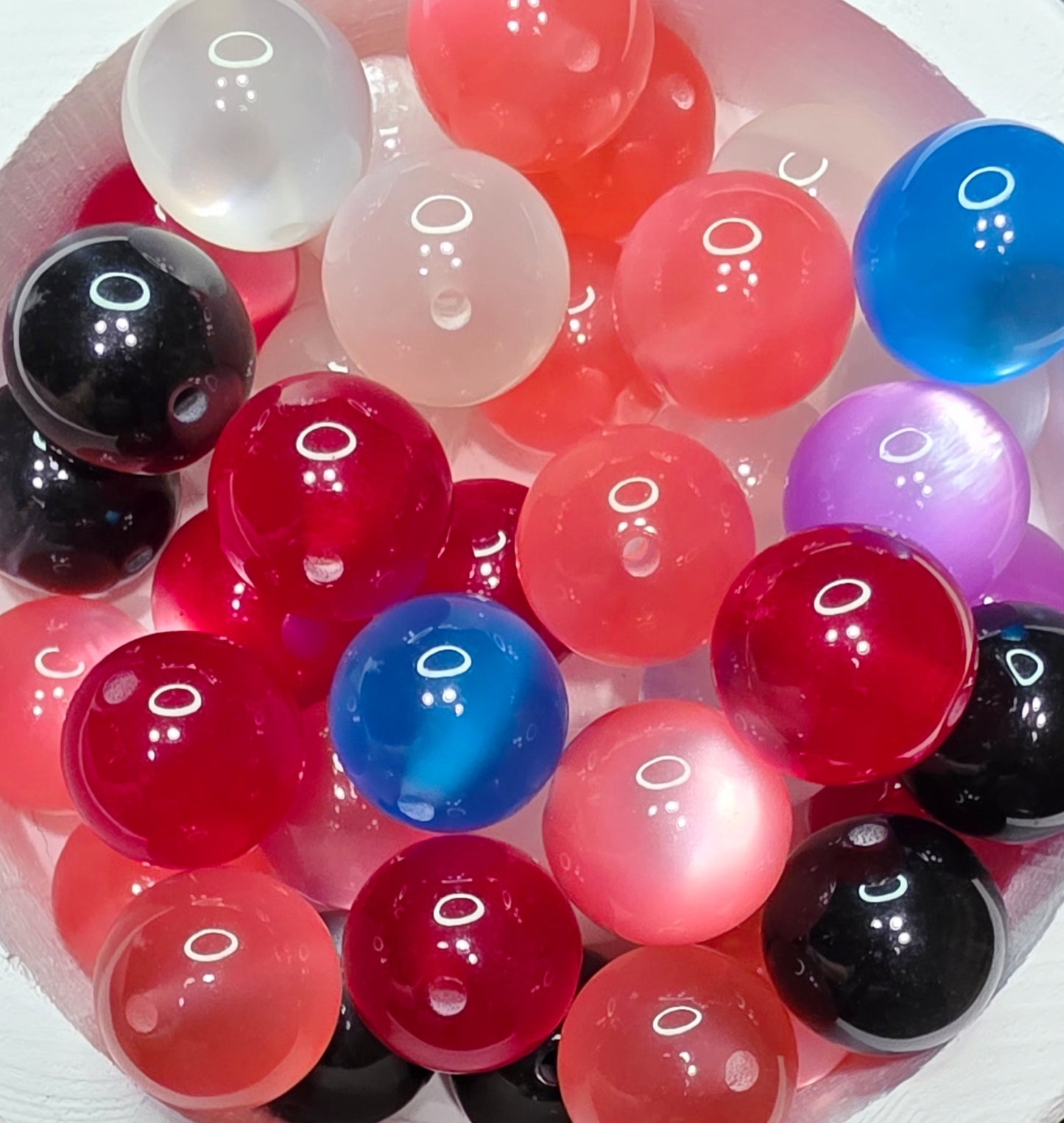 Cat eye beads, acrylic beads 20mm, 5pcs Randomly mixed.