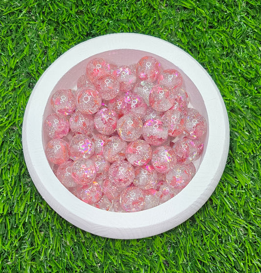16mm acrylic glitter beads with pink confetti flowers