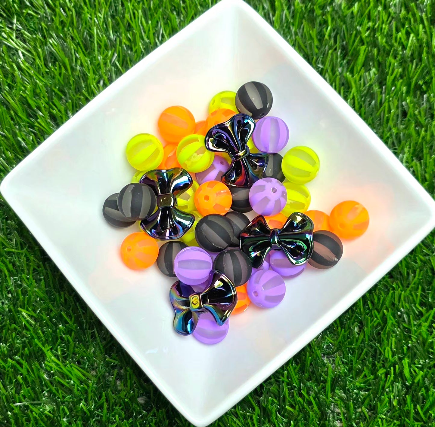 16mm Neon Halloween Curated Acrylic Bead Mix – 30–35 Beads – Reusable Box