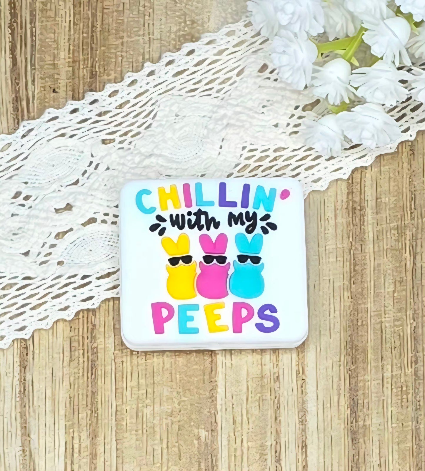 Chillin' with My Peeps Silicone Focal Bead | Cute Easter Bunny DIY Craft Supply