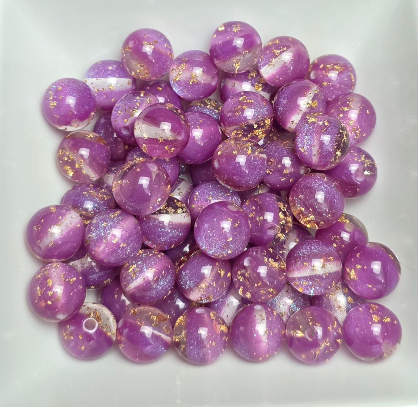 Purple Gold Foil Acrylic Beads – 16mm – 10 Pack