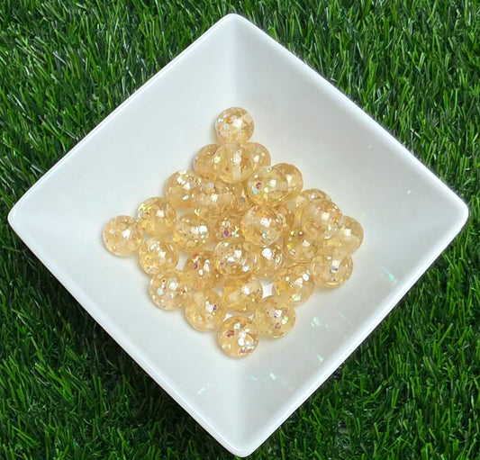 Honey Fizz – 16mm Glow-in-the-Dark Glitter Acrylic Beads – 10 Pack