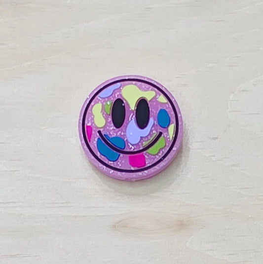 Glitter smile faces silicone focal bead - A192