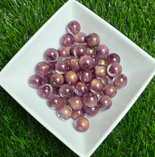 Plum Glitter Shimmer Acrylic Beads – 16mm – 10 Pack