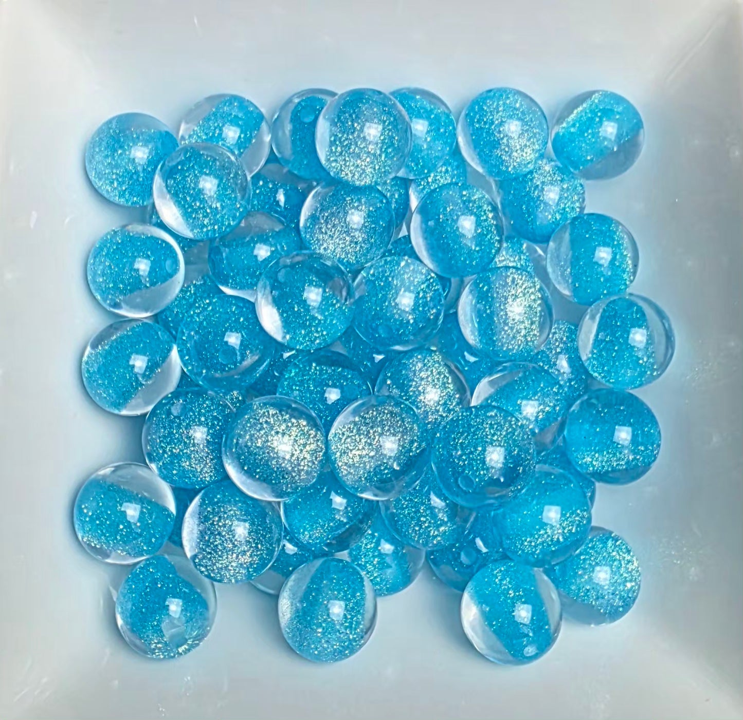 Baby Blue Glitter Shimmer Acrylic Beads – 16mm – 10 Pack