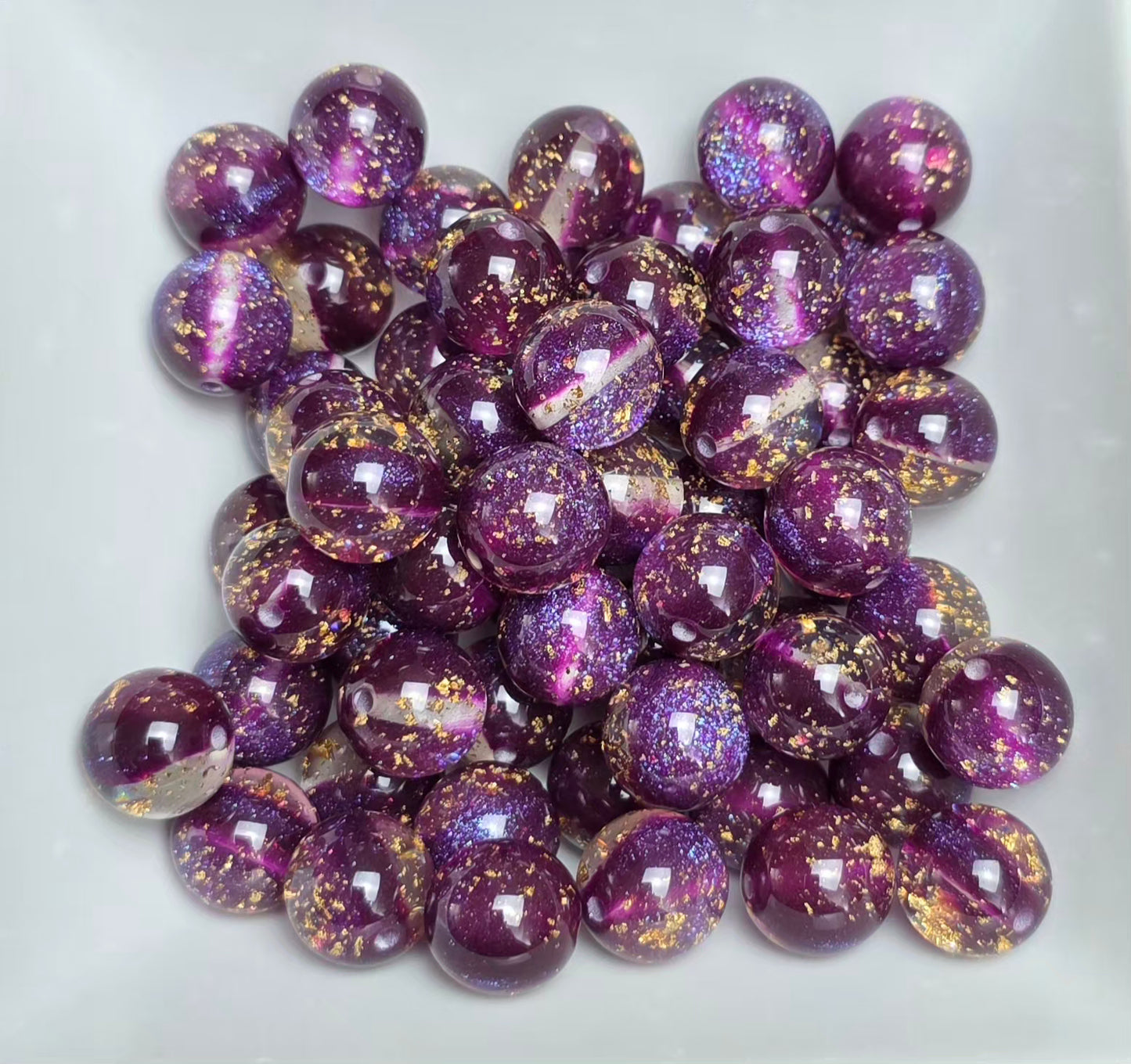 Purple Gold Foil Acrylic Beads – 16mm – 10 Pack