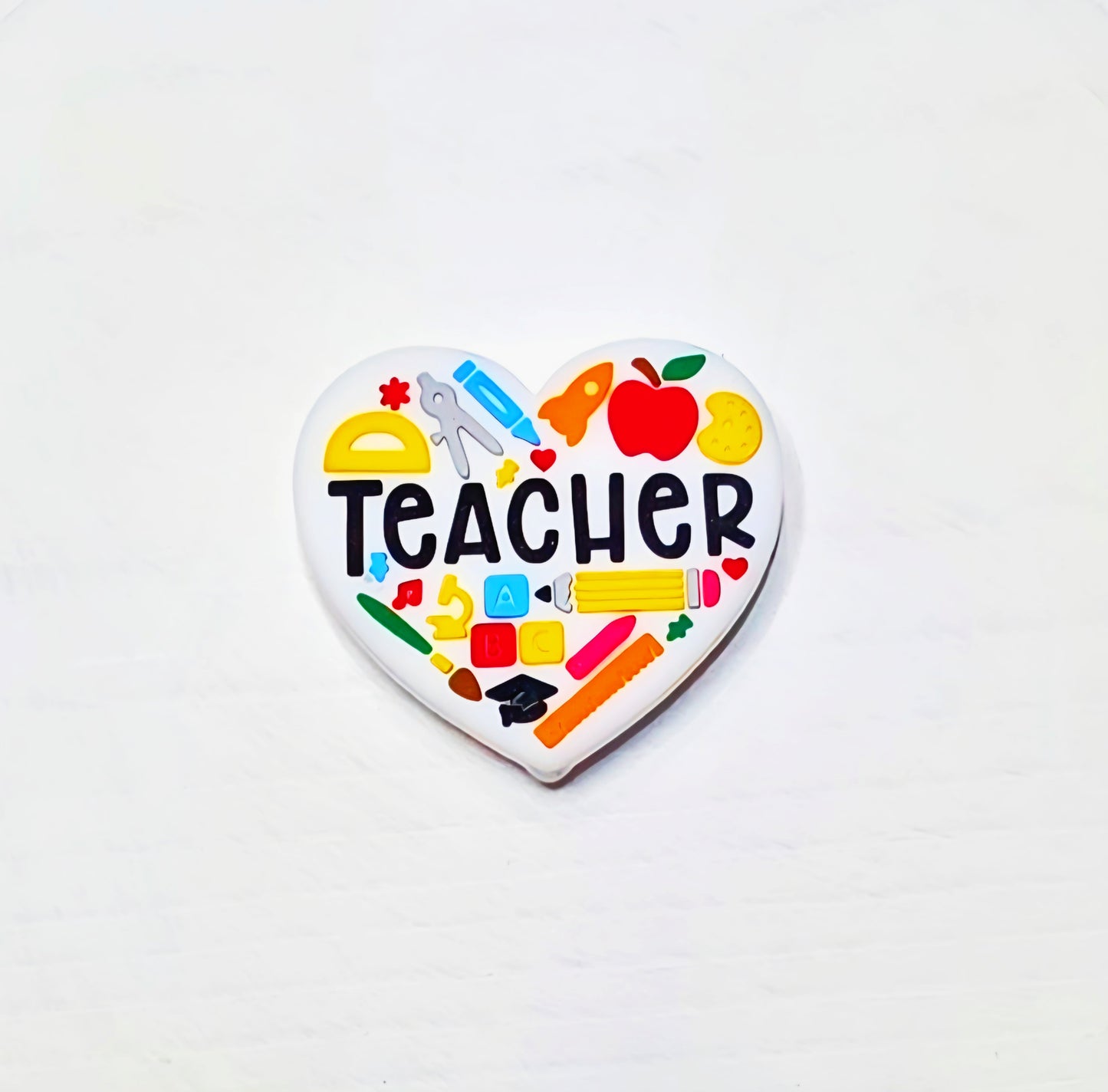 Teach heart silicone focal bead -A108B