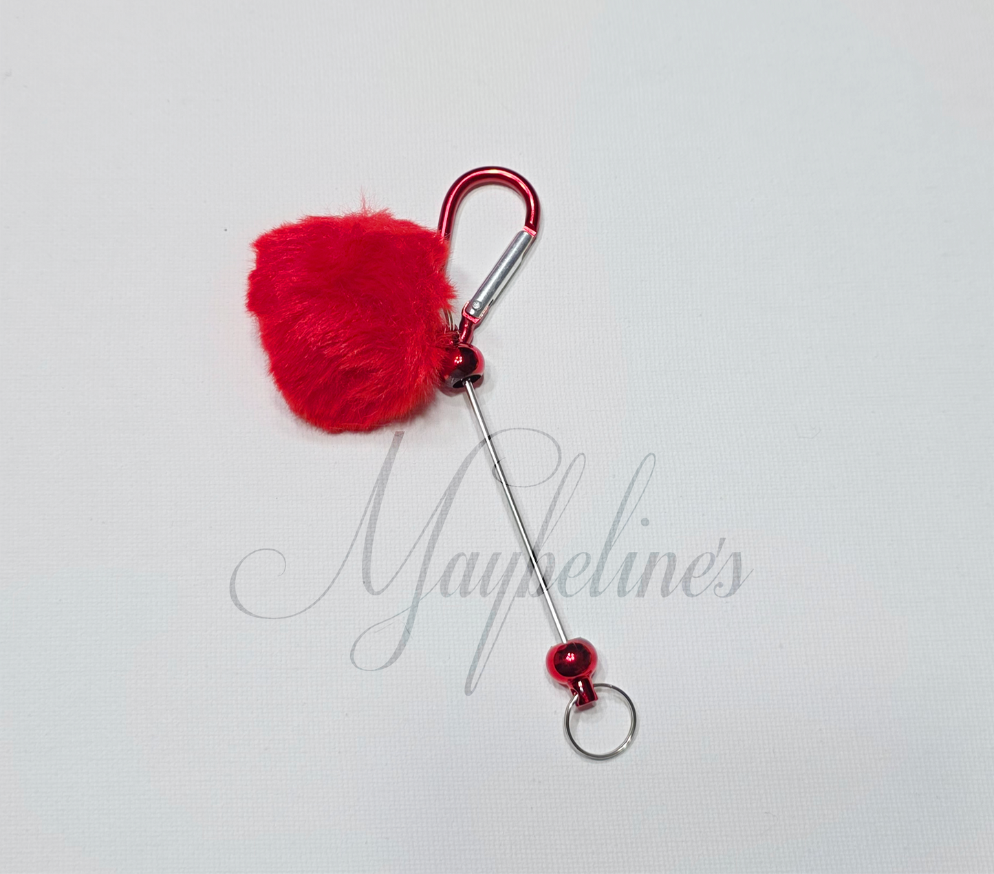 Beadable Keychain Bar with Pom Pom —  (DIY Blank)
