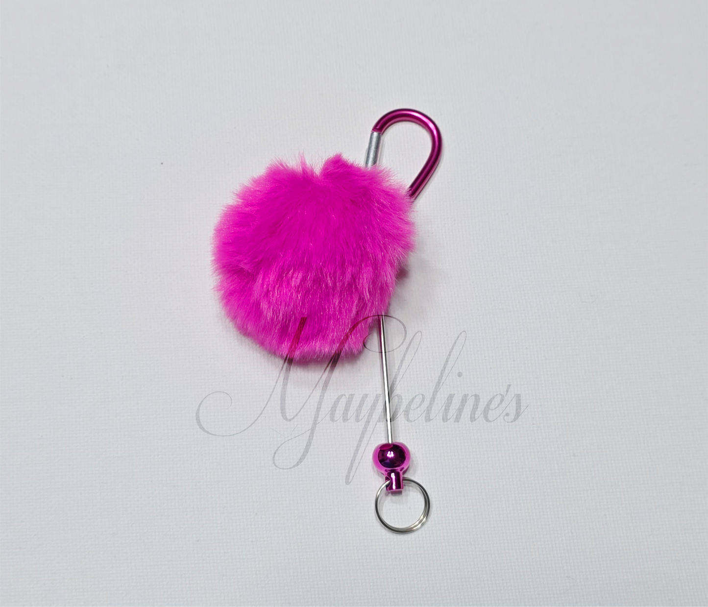 Beadable Keychain Bar with Pom Pom —  (DIY Blank)