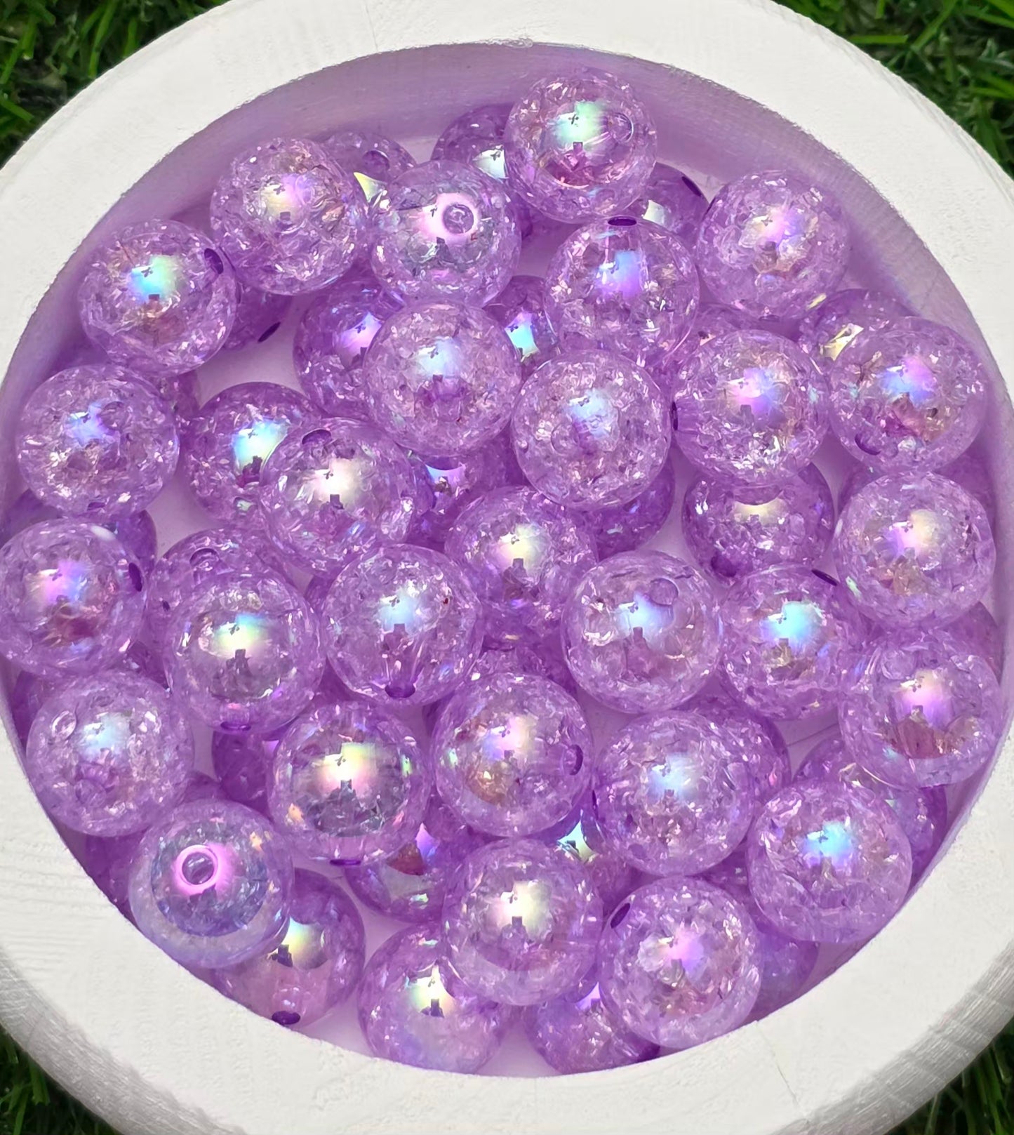 16MM Purple Iridescent Crackle Acrylic Beads – 6 Piece Pack
