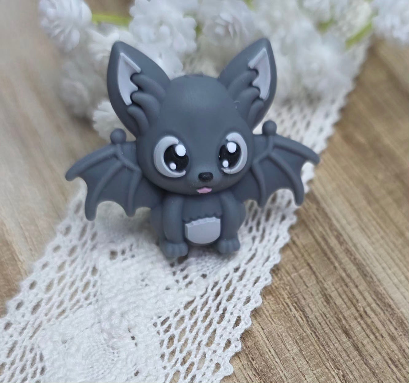 3D Cute Bat Silicone Focal Bead
