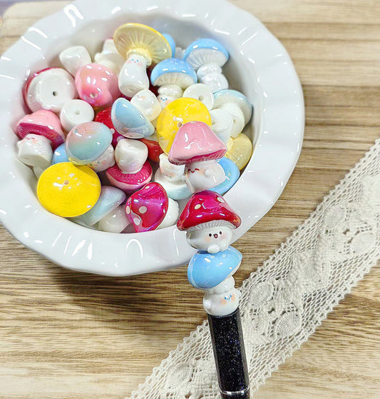 Cute Mushroom Acrylic Beads – Random 4 Pack