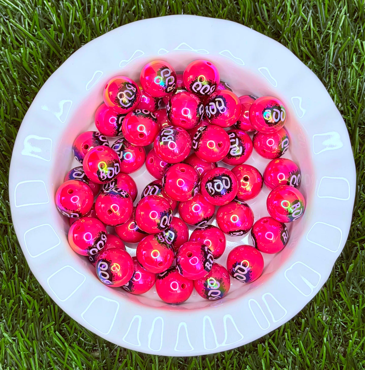 Pink BOO Acrylic Beads – 5 Pack