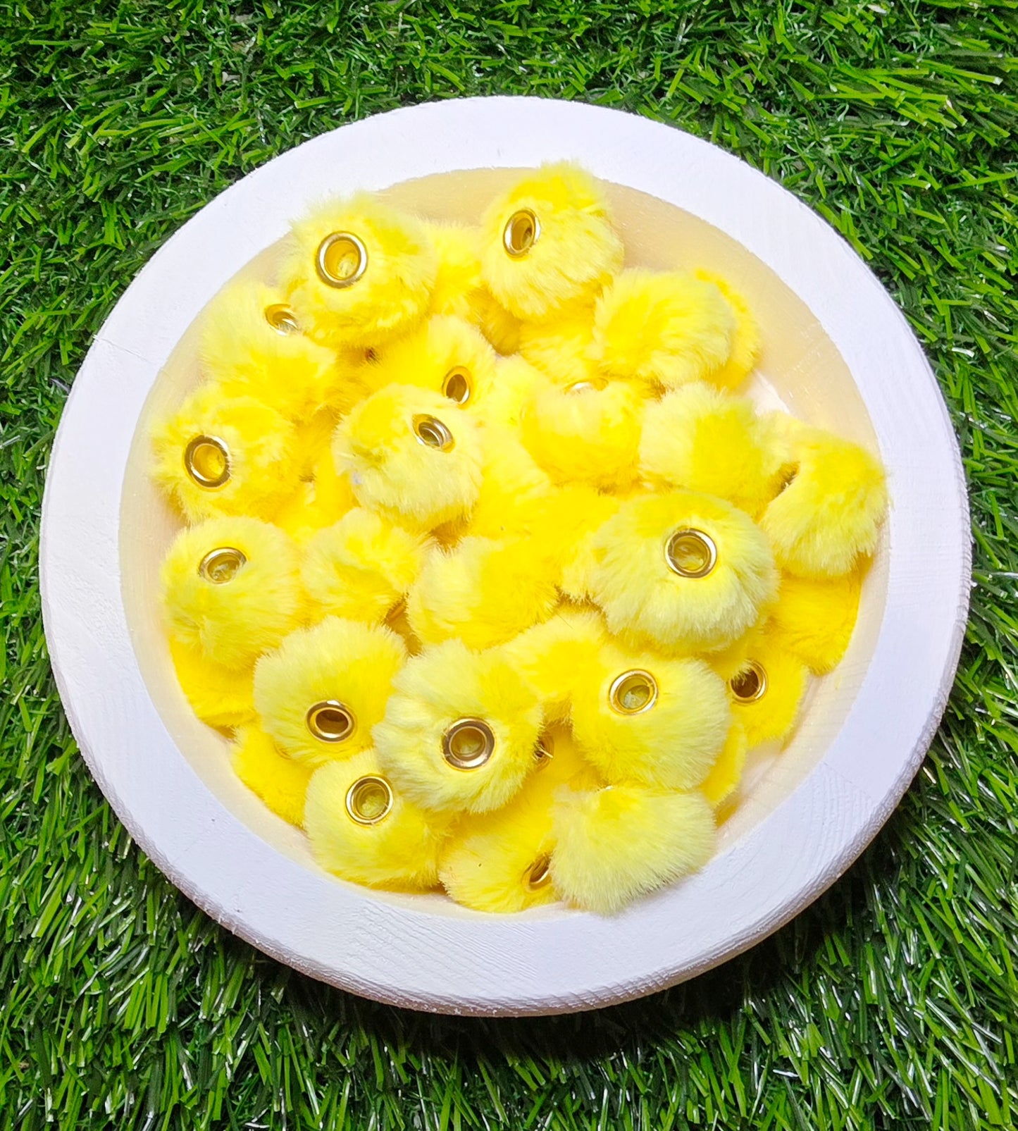 Yellow fluffy beads - fluffy spacer 20mm
