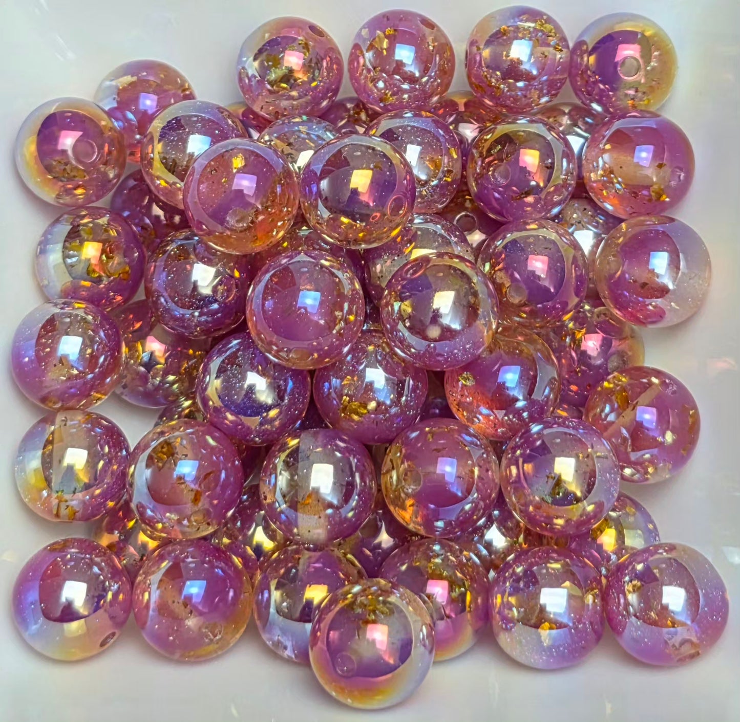 Purple Iridescent Gold Foil Acrylic Beads – 16mm – 10 Pack