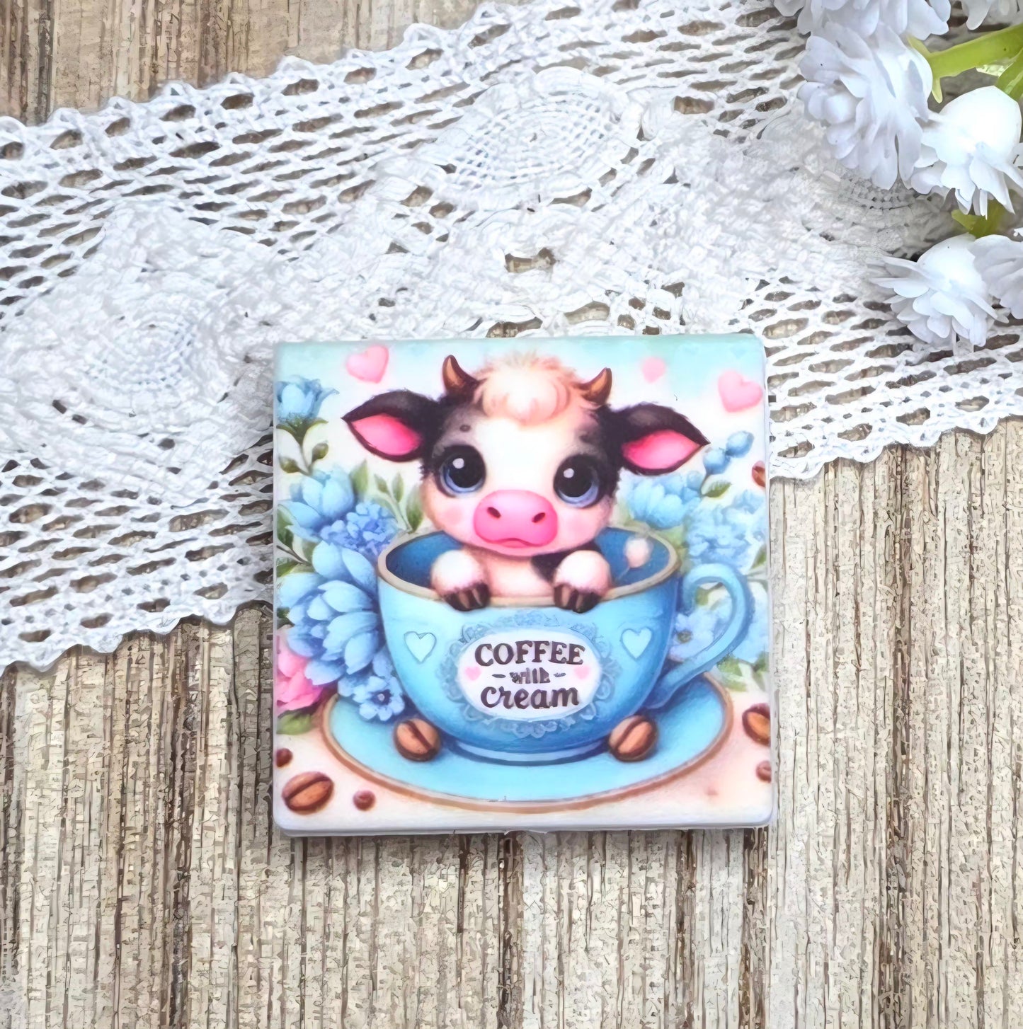 Coffee with Cream Cow Silicone Focal Bead