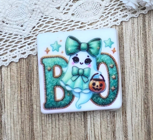 Cute BOO Ghost Silicone Focal Bead