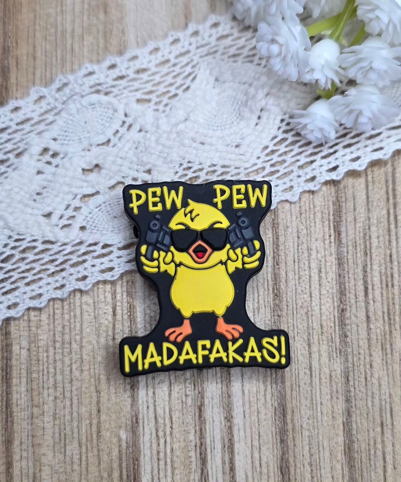 Funny Pew Pew Duck Silicone Focal Bead