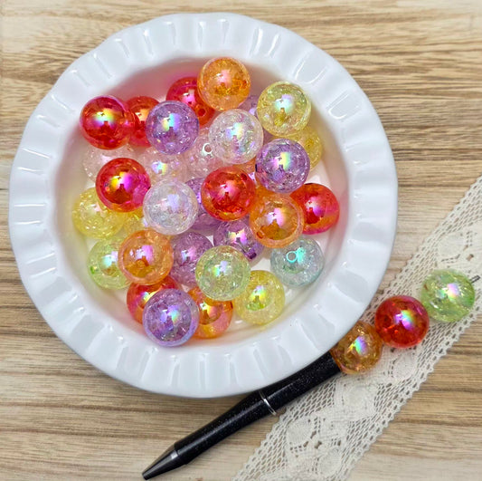 20MM Iridescent Crackle Acrylic Beads – 4 Piece Pack
