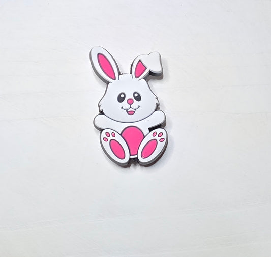 White bunny silicone focal bead - A104