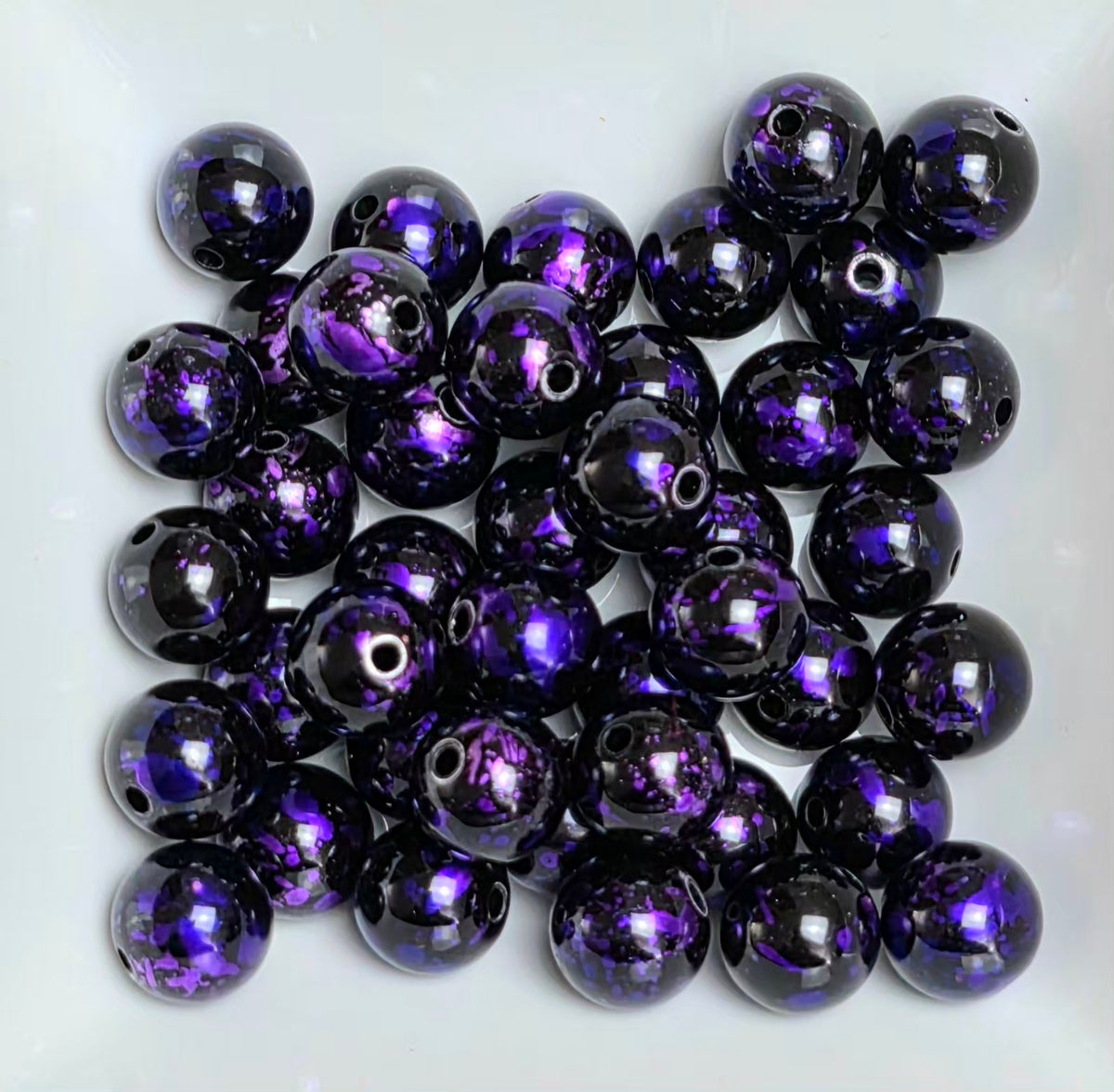 Metallic Purple Splatter Acrylic Beads – 16mm - 5 Pack