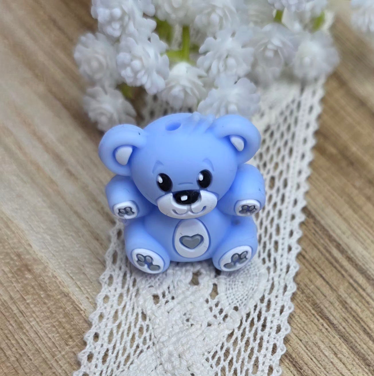 3D Teddy Bear Silicone Focal Bead