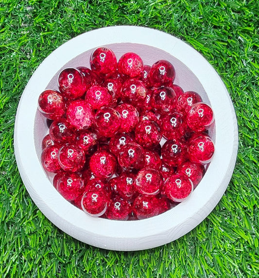Red 16mm acrylic crackle beads, crackle beads