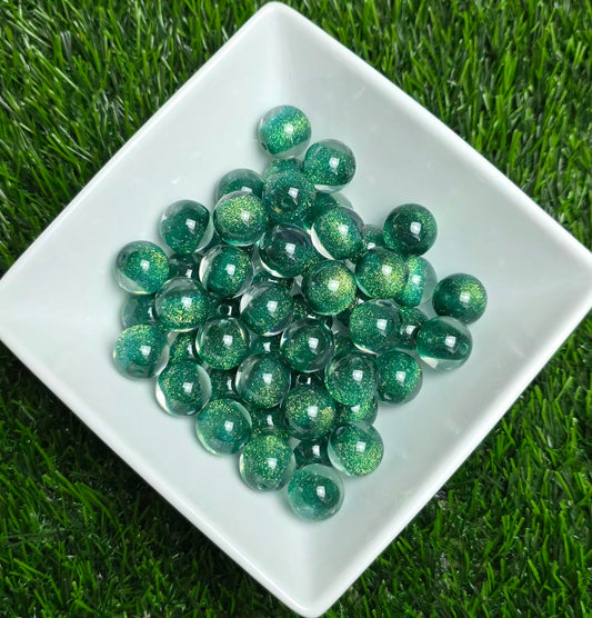 Emerald Green Glitter Shimmer Acrylic Beads – 16mm – 10 Pack