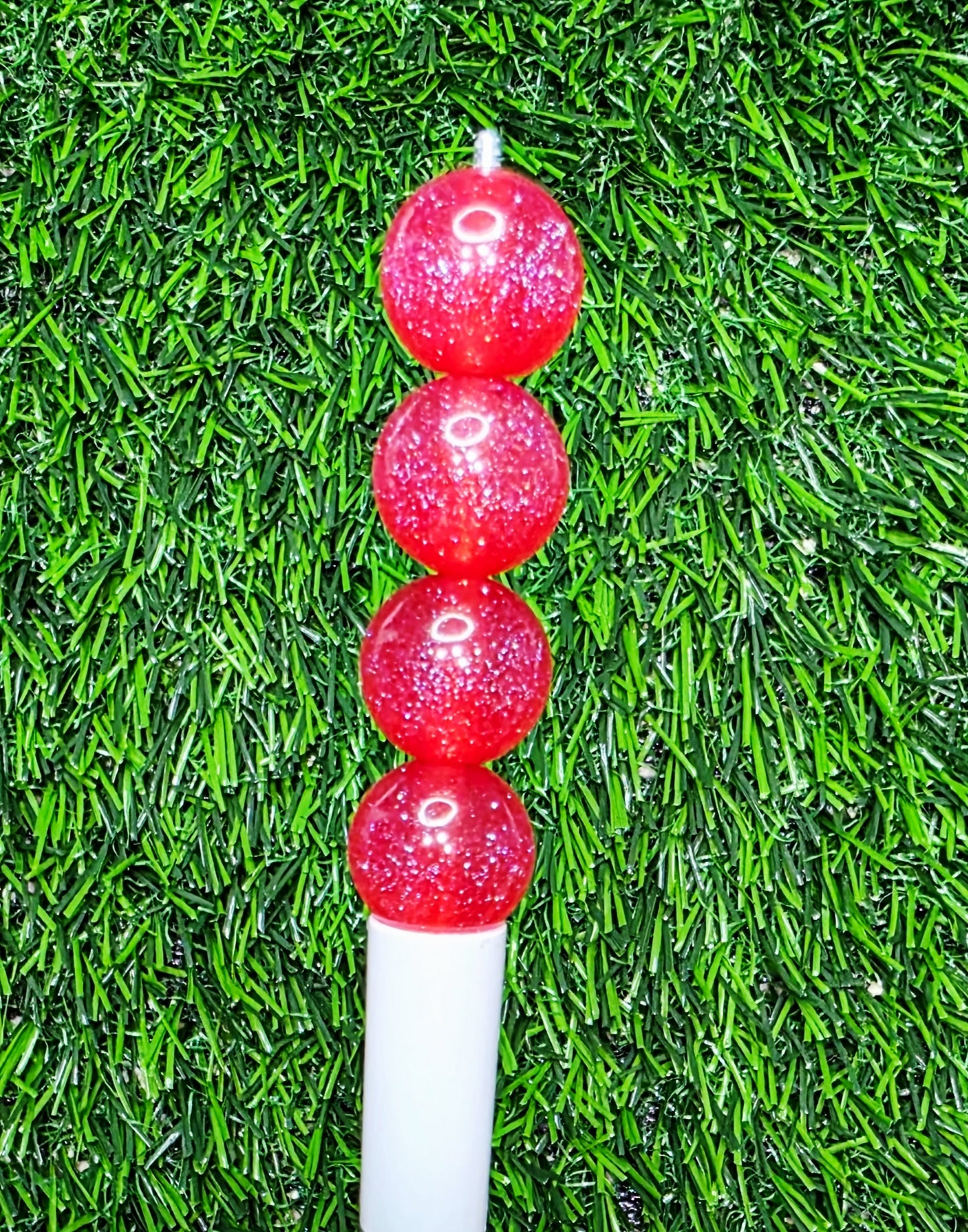 Red 16mm glow in the dark glitter acrylic beads