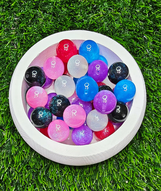 Glitter 20mm acrylic beads - 5pcs Randomly mixed