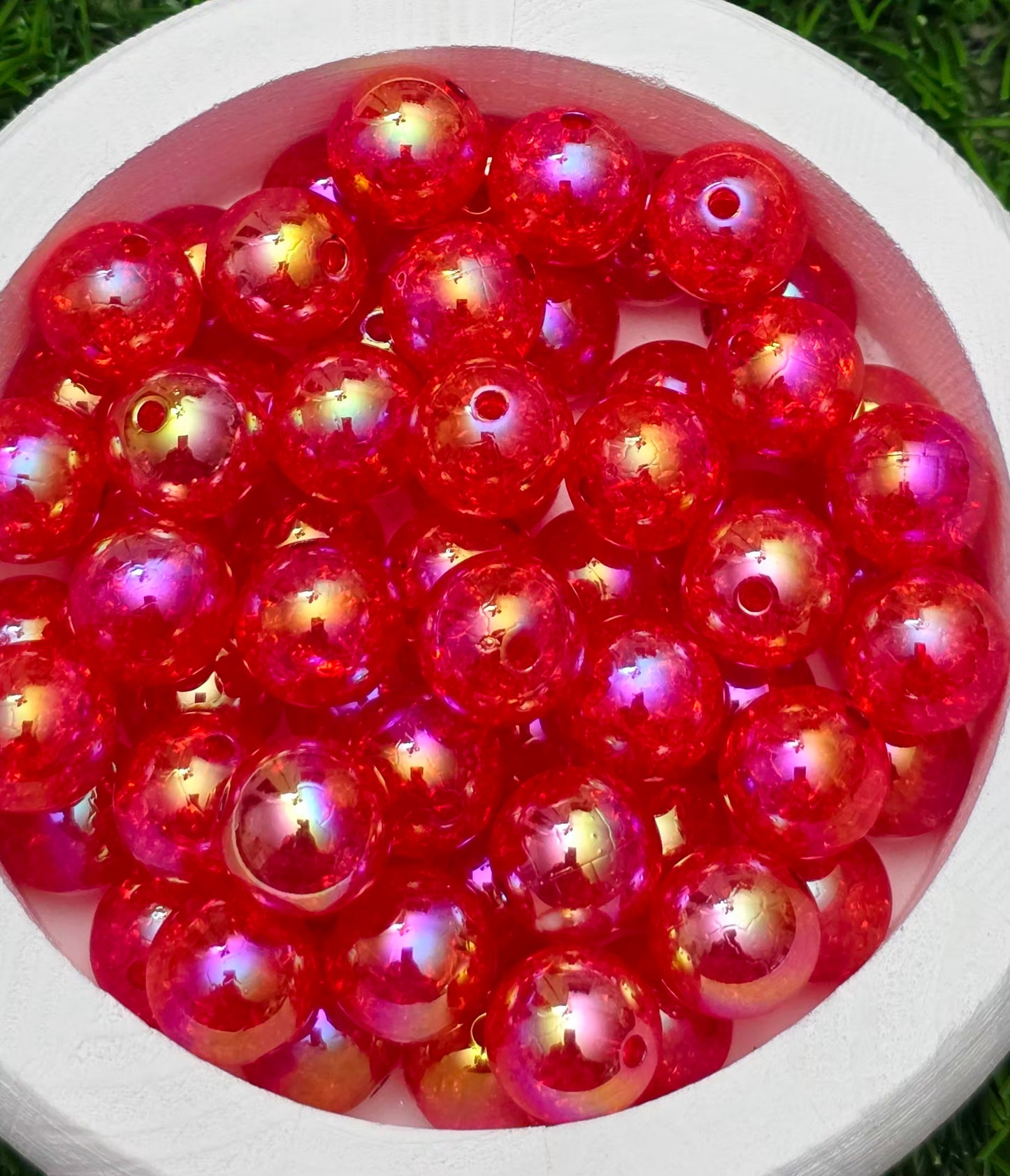 16MM Cherry Red Iridescent Acrylic Beads – 6 Piece Pack