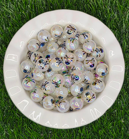 Glow in the Dark Skull & Crossbones Acrylic Beads – 5 Pack
