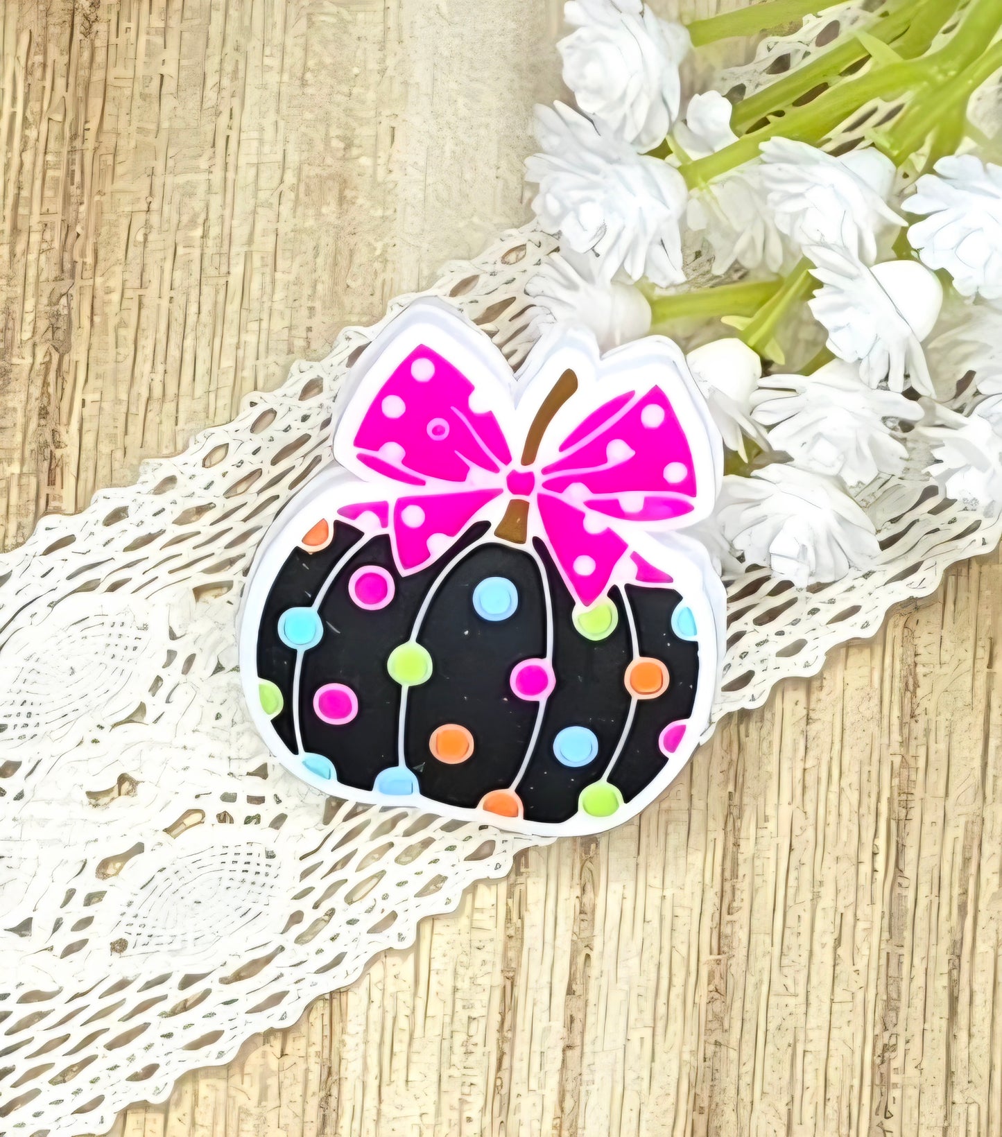 Bow Pumpkin Silicone Focal Bead – Silicone Focal Bead for Pens, Keychains & Fall Crafts