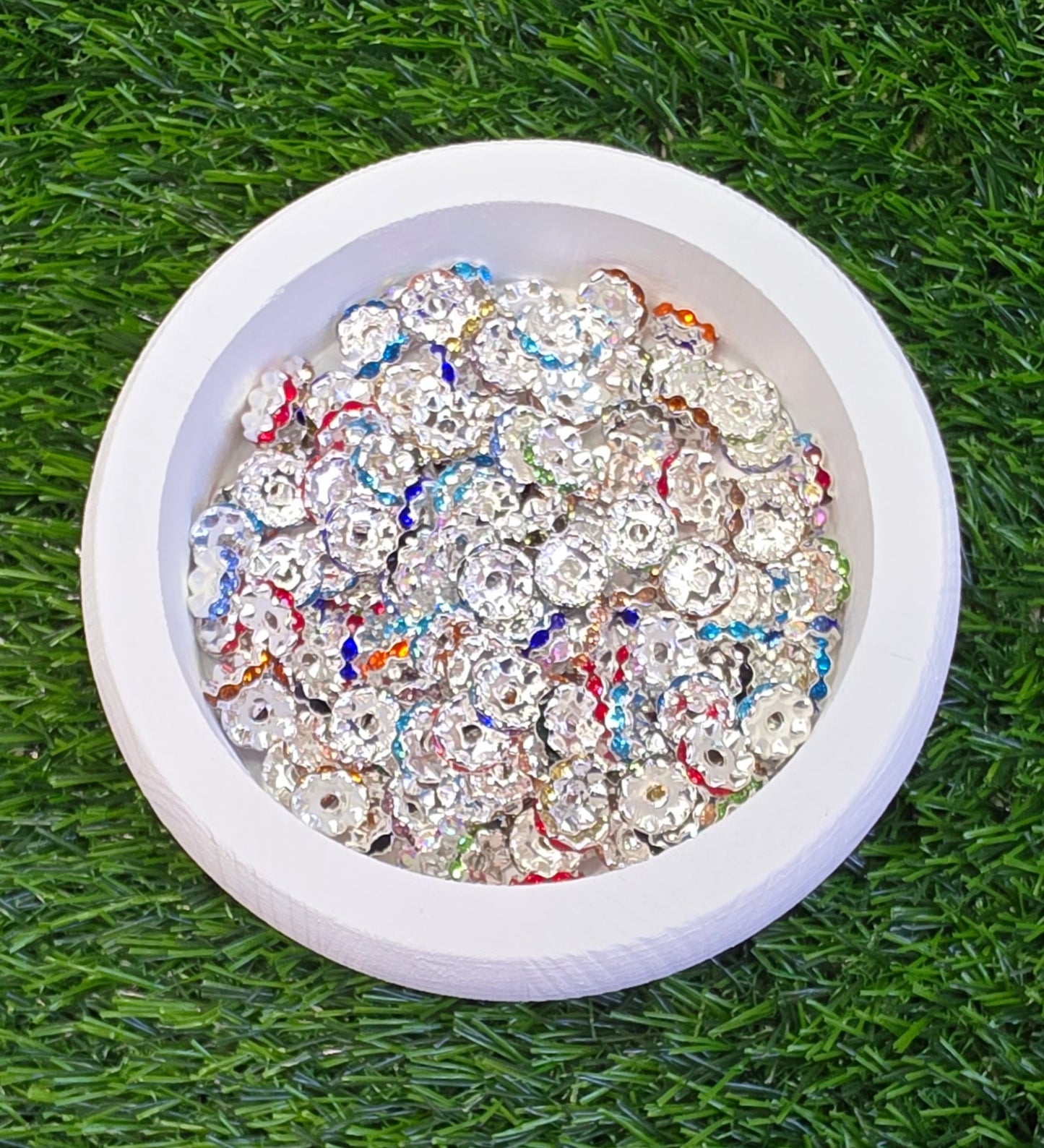 12mm rainbow rhinestone spacers