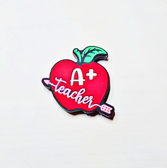 Teacher Apple silicone focal bead - A108A