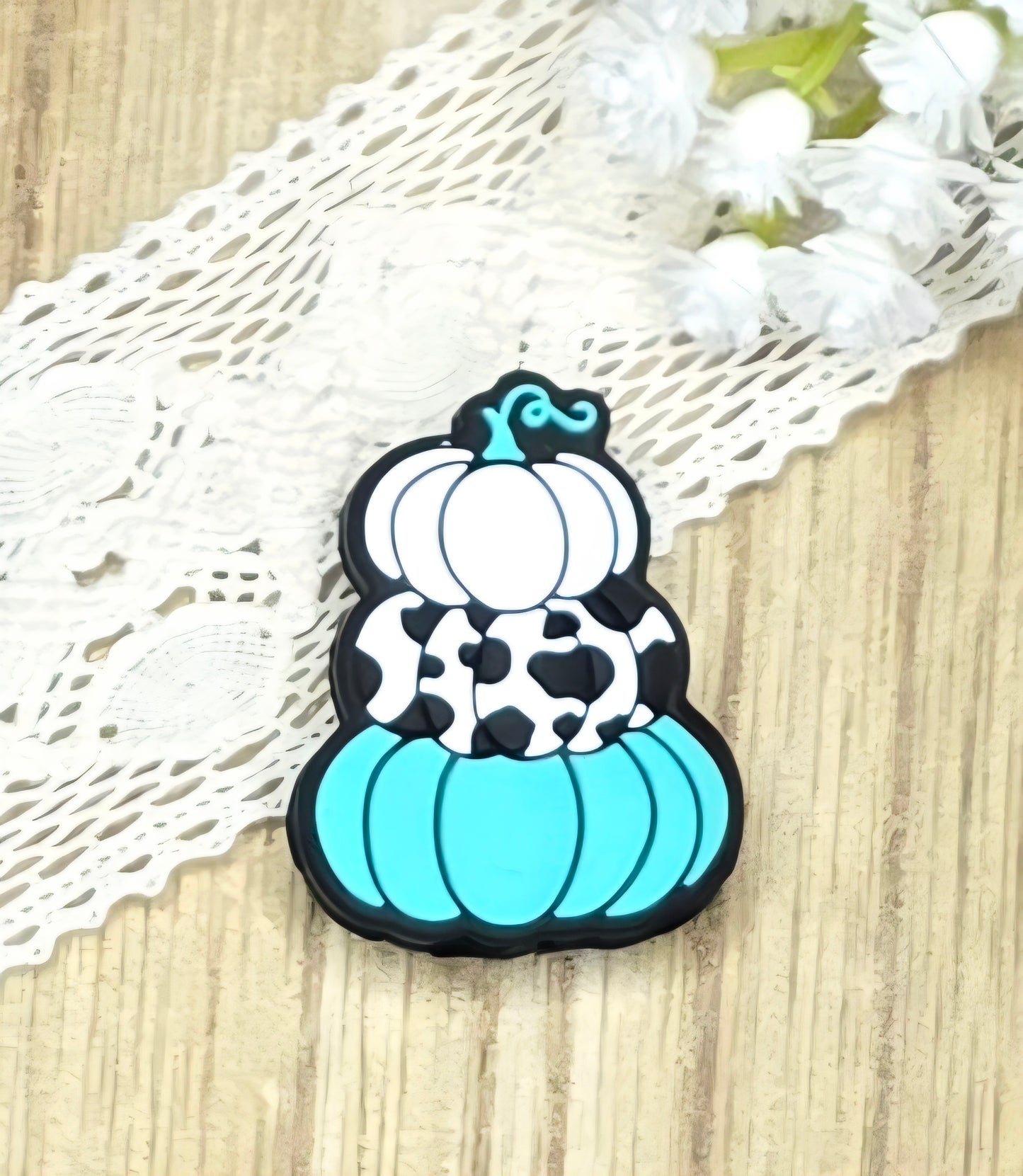 Cow Print Pumpkin Silicone Focal Bead – Fall Pumpkin Bead for Pens, Keychains & DIY Crafts