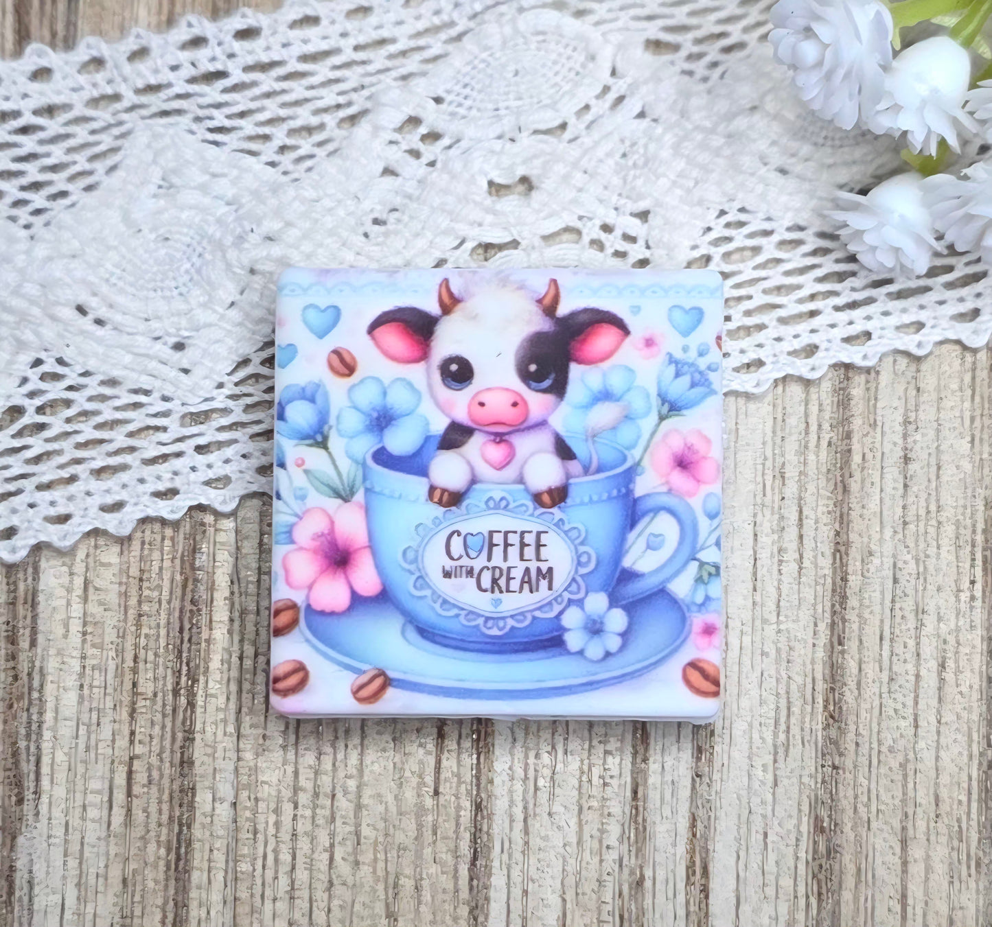 Coffee with Cream Cow Silicone Focal Bead