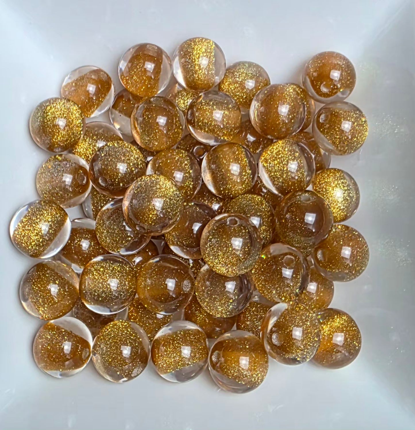 Gold Glitter Shimmer Acrylic Beads – 16mm – 10 Pack