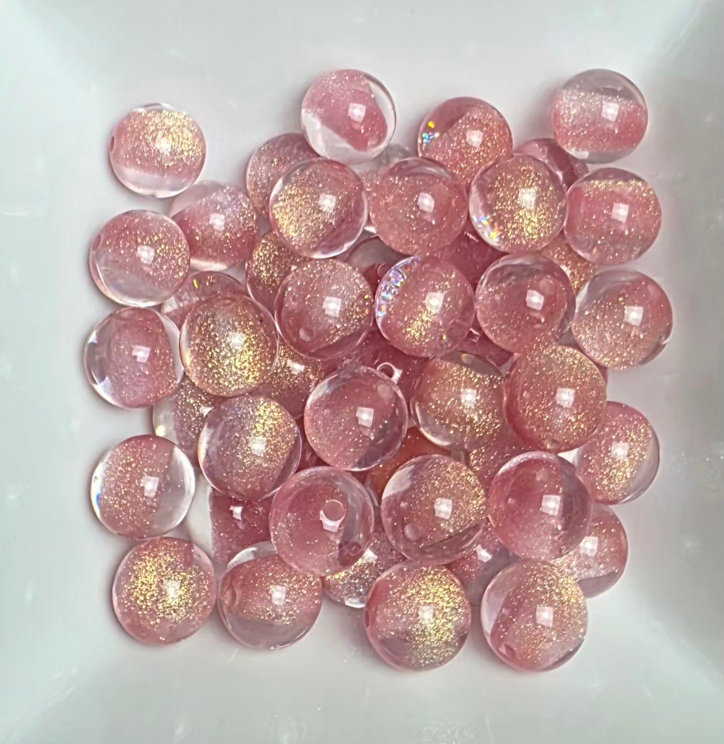 Rose Gold Glitter Shimmer Acrylic Beads – 16mm – 10 Pack