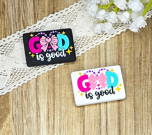 God Is Good All the Time Silicone Focal Bead | Faith-Based Christian DIY Craft Supply | Black or White