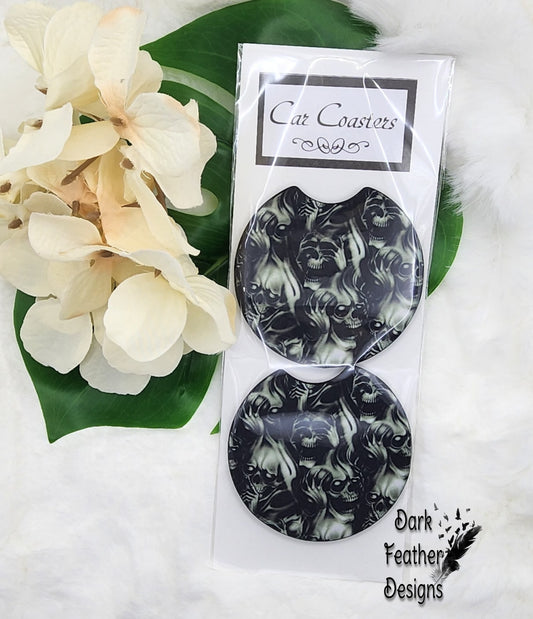 Skulls car coaster set