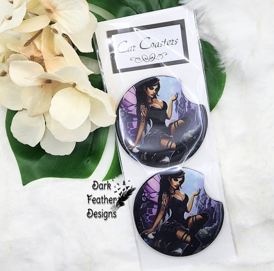 Dark lady car coasters